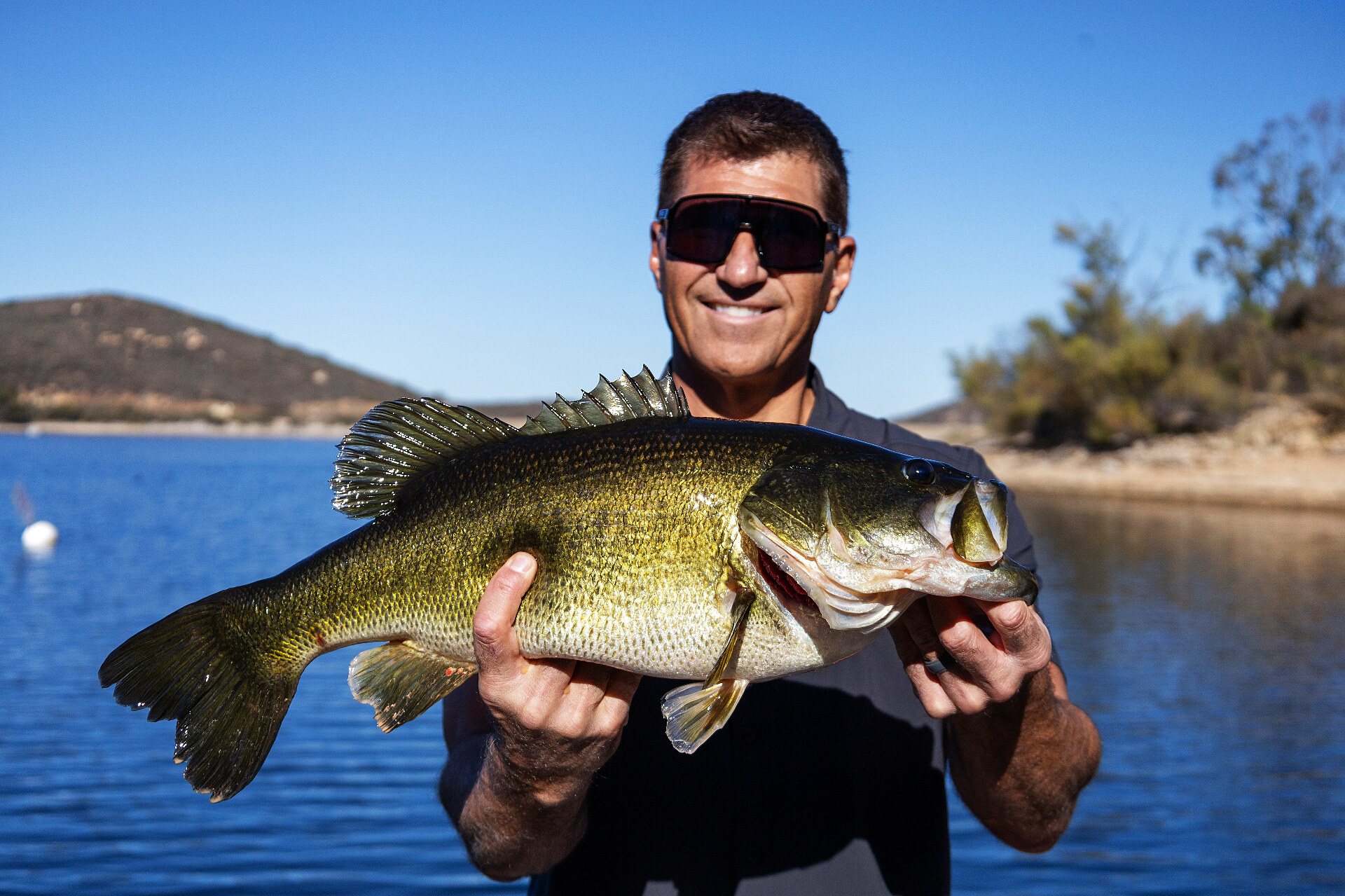Trophy lakeside largemouth